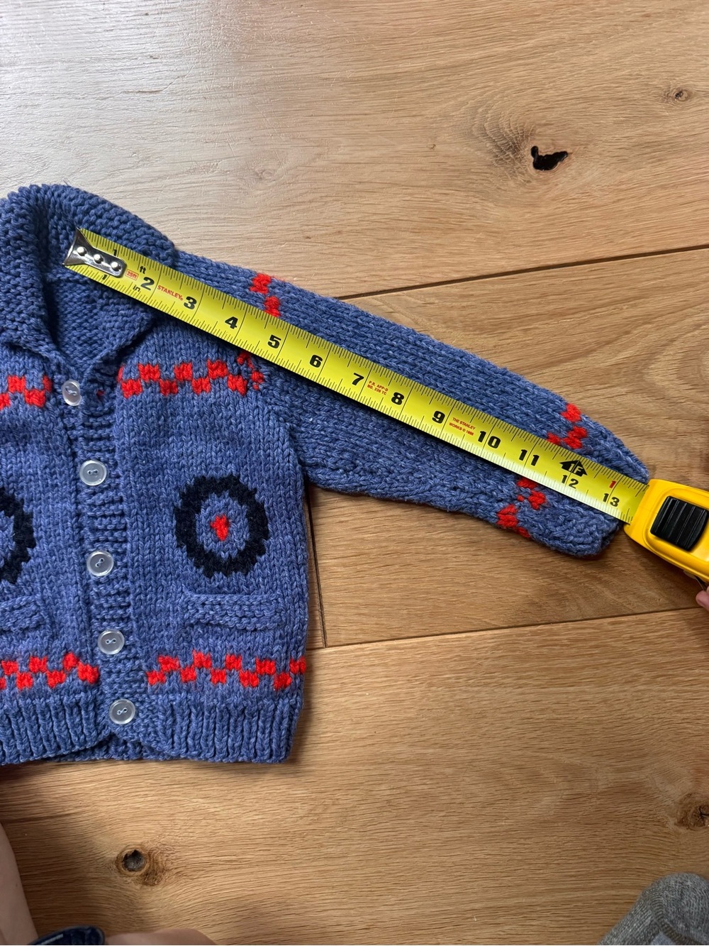 Hand knit 18-24 month Navy Knit Button Cardigan - Picture 7 of 10